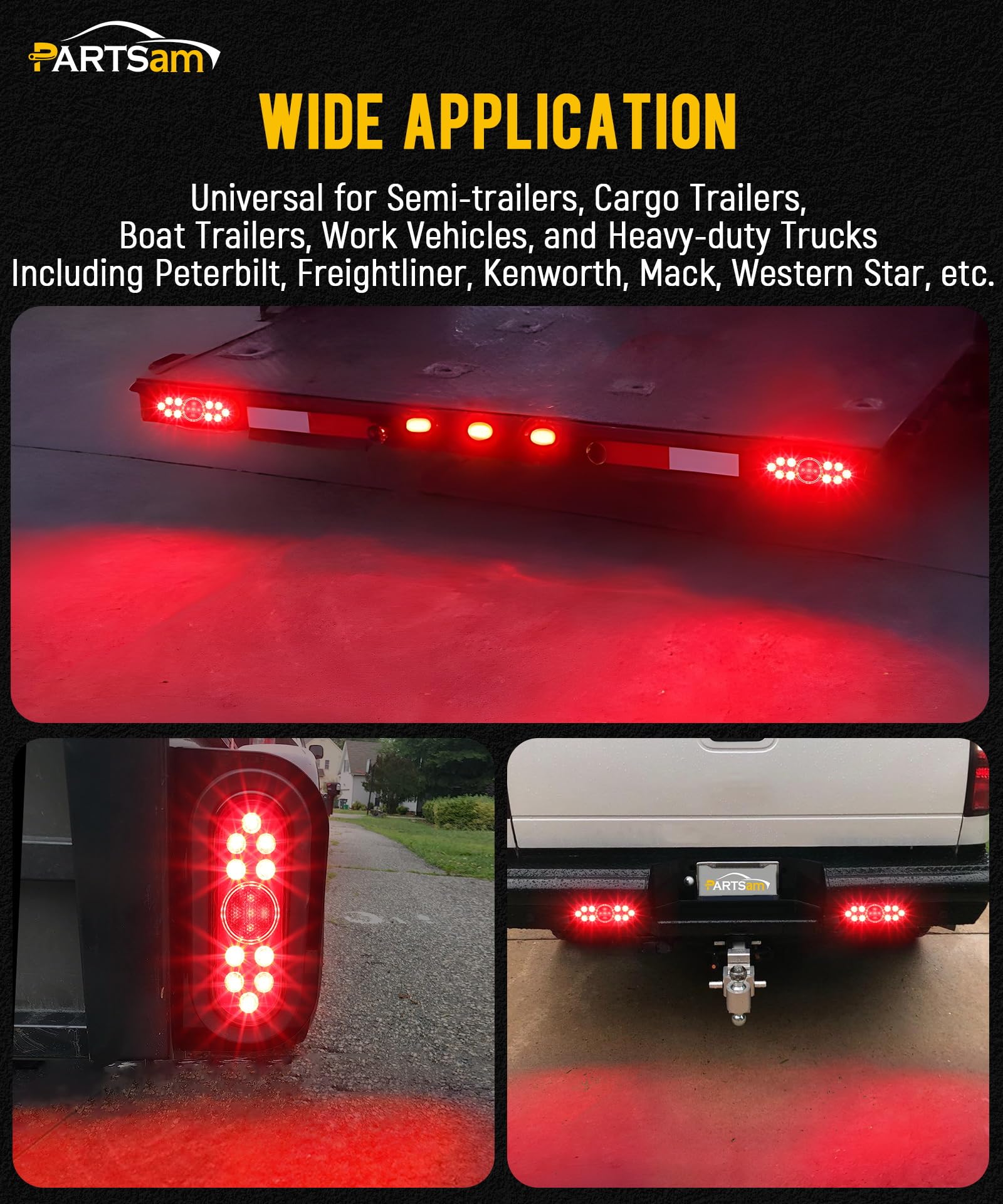 Amazon | Partsam 4x 楕円形 LED トレーラーライト 6インチ ストップ